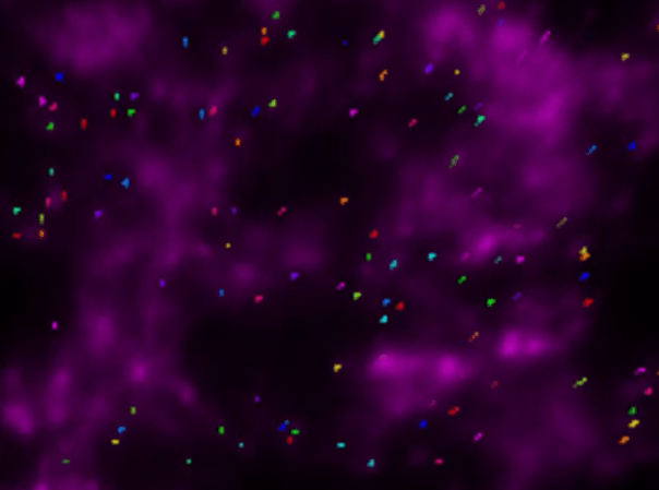 A purple and black sky with many small colored dots Description automatically generated with medium confidence